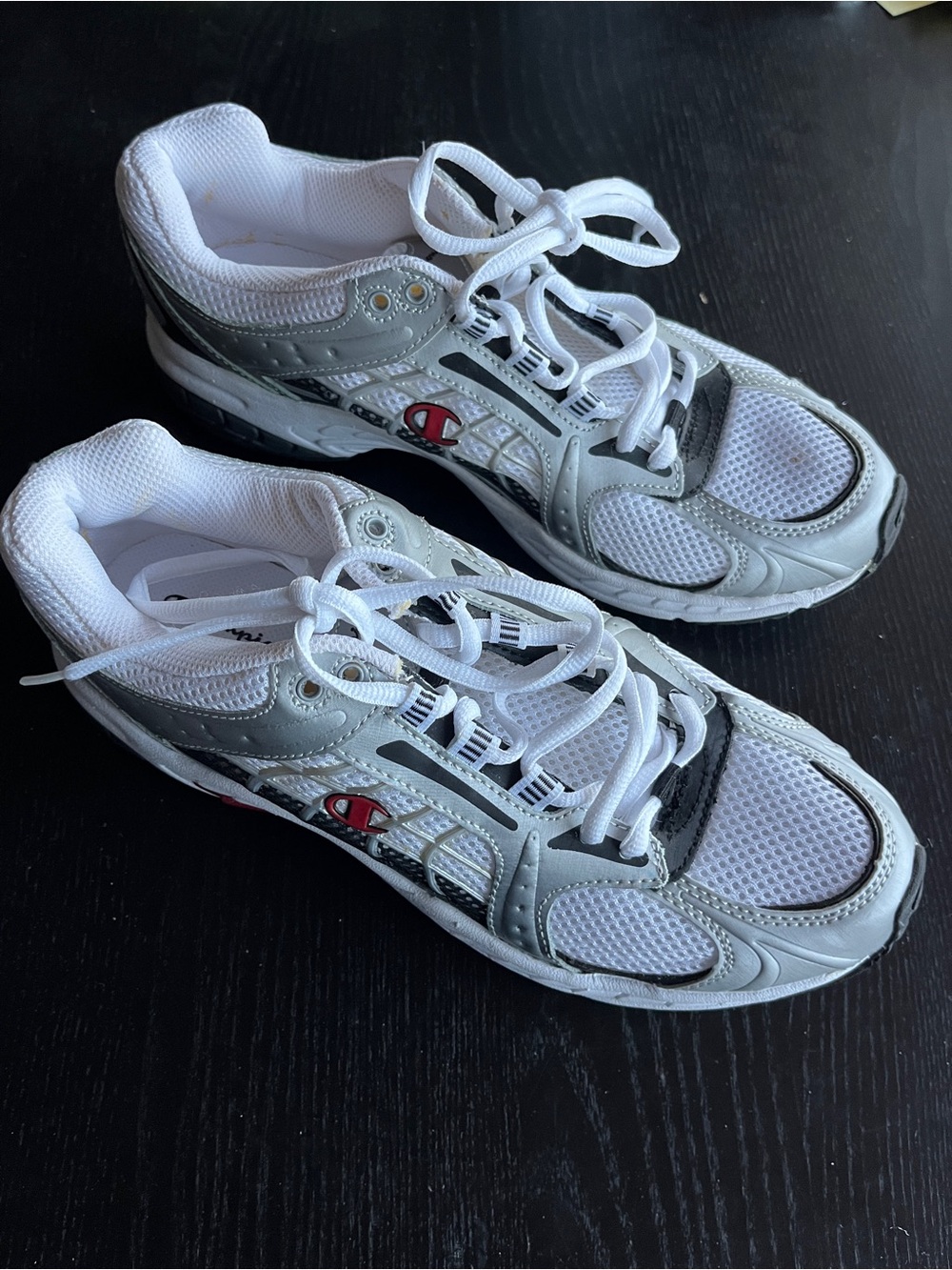 Champion Mens Athletic Running Shoes Silver White Mesh 7.5